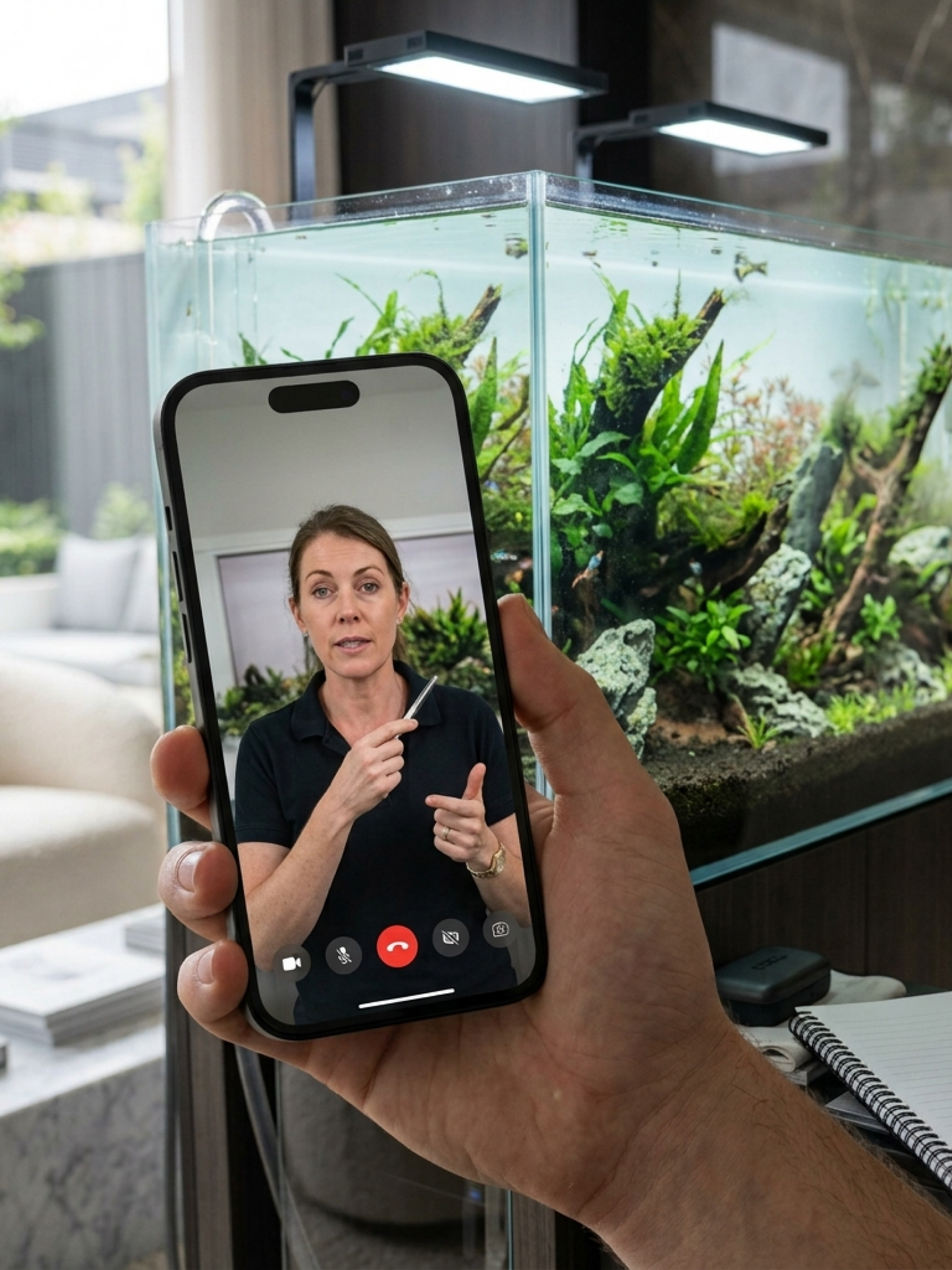 Express virtual aquarium consultation service helping troubleshoot aquarium problems like algae, fish health, and unstable water conditions remotely.