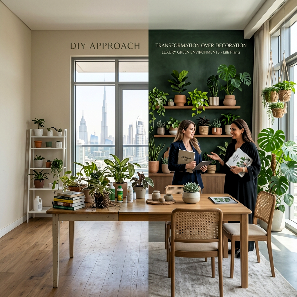 Interior plant styling by Lilli Plants Dubai transforming modern living space with premium indoor greenery