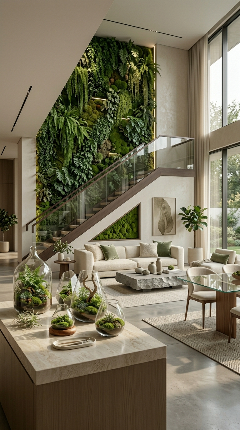 Luxury green spaces and interior transformation by Lilli Plants featuring indoor plant styling, living walls, and biophilic design for modern homes and commercial spaces.