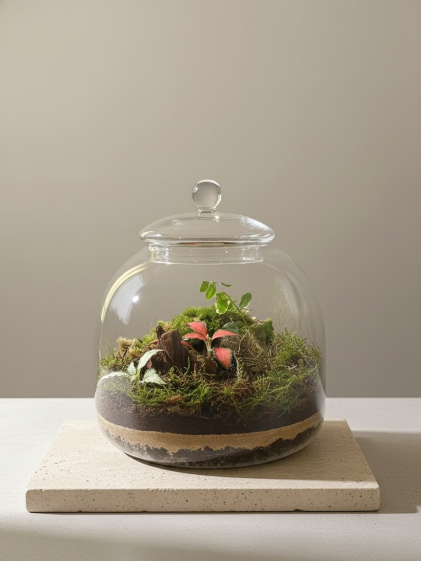 Handcrafted Calm Valley moss terrarium by Lilli Plants in Dubai