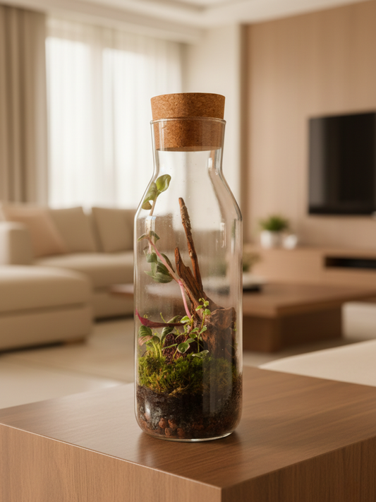 Emerald Grove Tower Terrarium natural forest-style bottle garden by Lilli Plants UAE