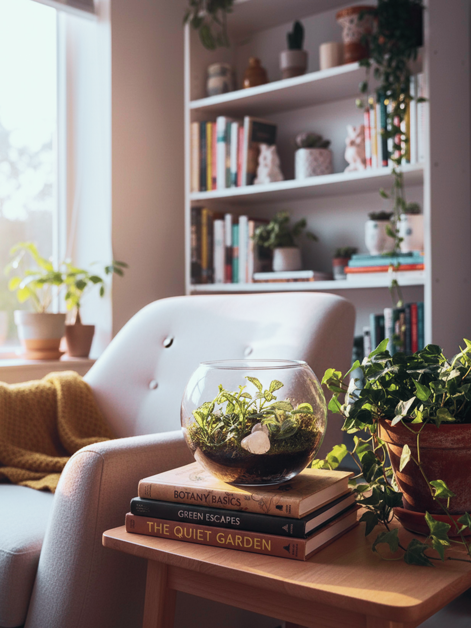 Fortune Bloom Terrarium – handcrafted glass terrarium with Fittonia, Peperomia, and moss, best gifting option in Dubai.