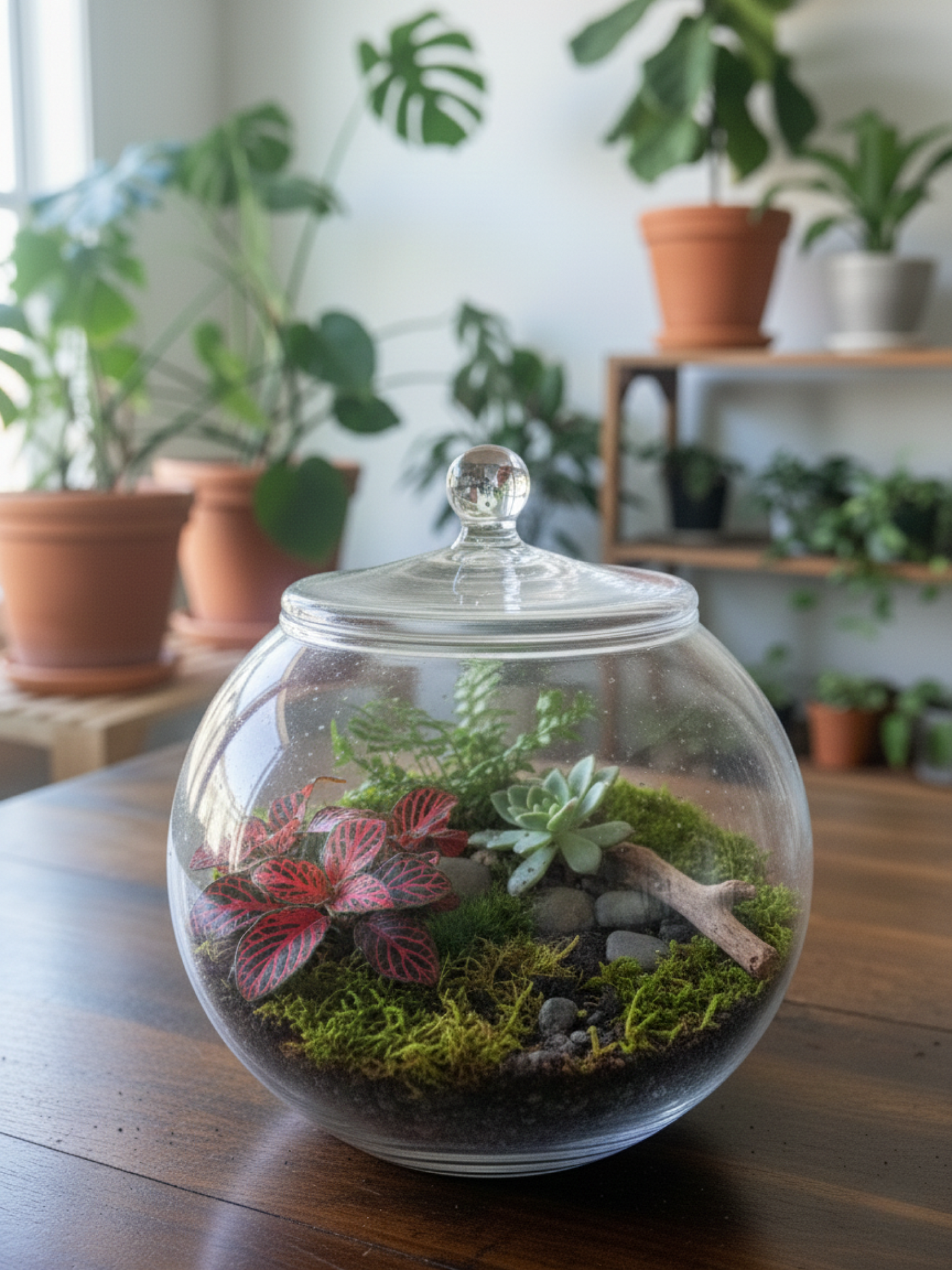 Lilli Plants glass terrarium bowl, perfect for moss, succulents, and small indoor plants.