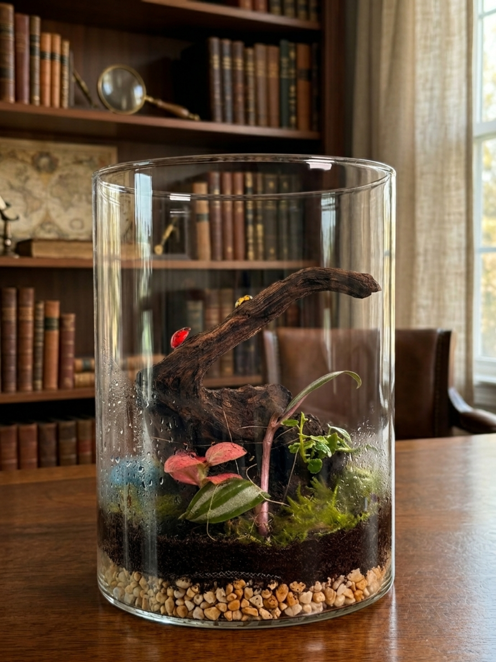 premium indoor terrarium Dubai by Lilli Plants with curved wood design