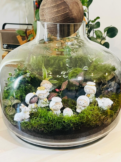 Handmade Bethlehem Nativity terrarium with Fittonia and cushion moss- Christmas terrarium in Dubai