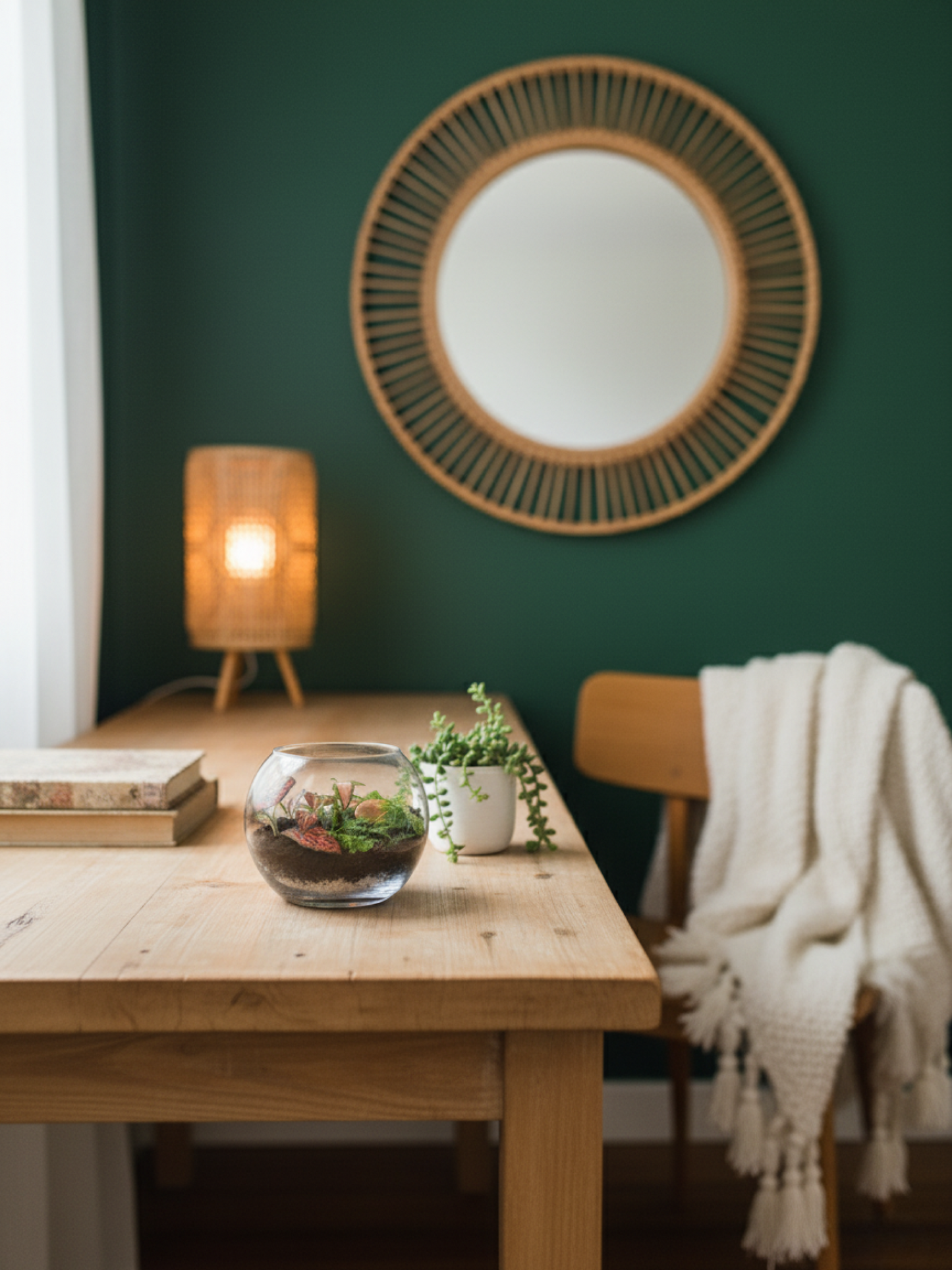 Mini Forest Peace Terrarium with Fittonia and amber pebbles in glass bowl- Best for gifts by Lilli Plants