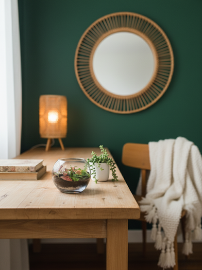 Mini Forest Peace Terrarium with Fittonia and amber pebbles in glass bowl- Best for gifts by Lilli Plants