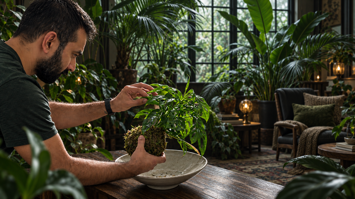 Maintaining monstera kokedama in uae