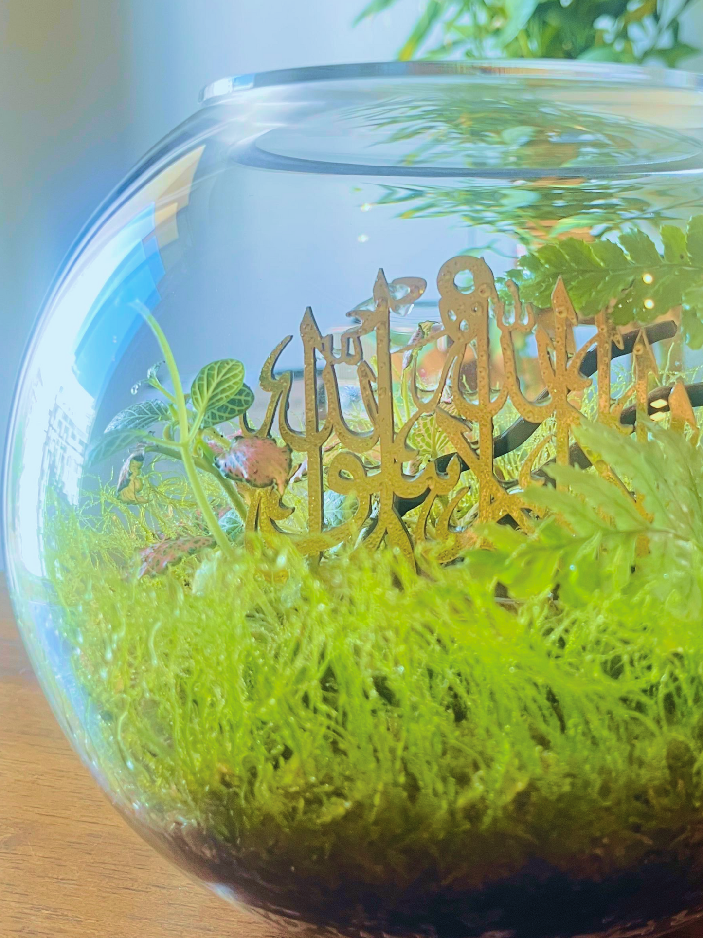 Luxury Islamic plant terrarium centerpiece handmade by trusted Dubai terrarium partners