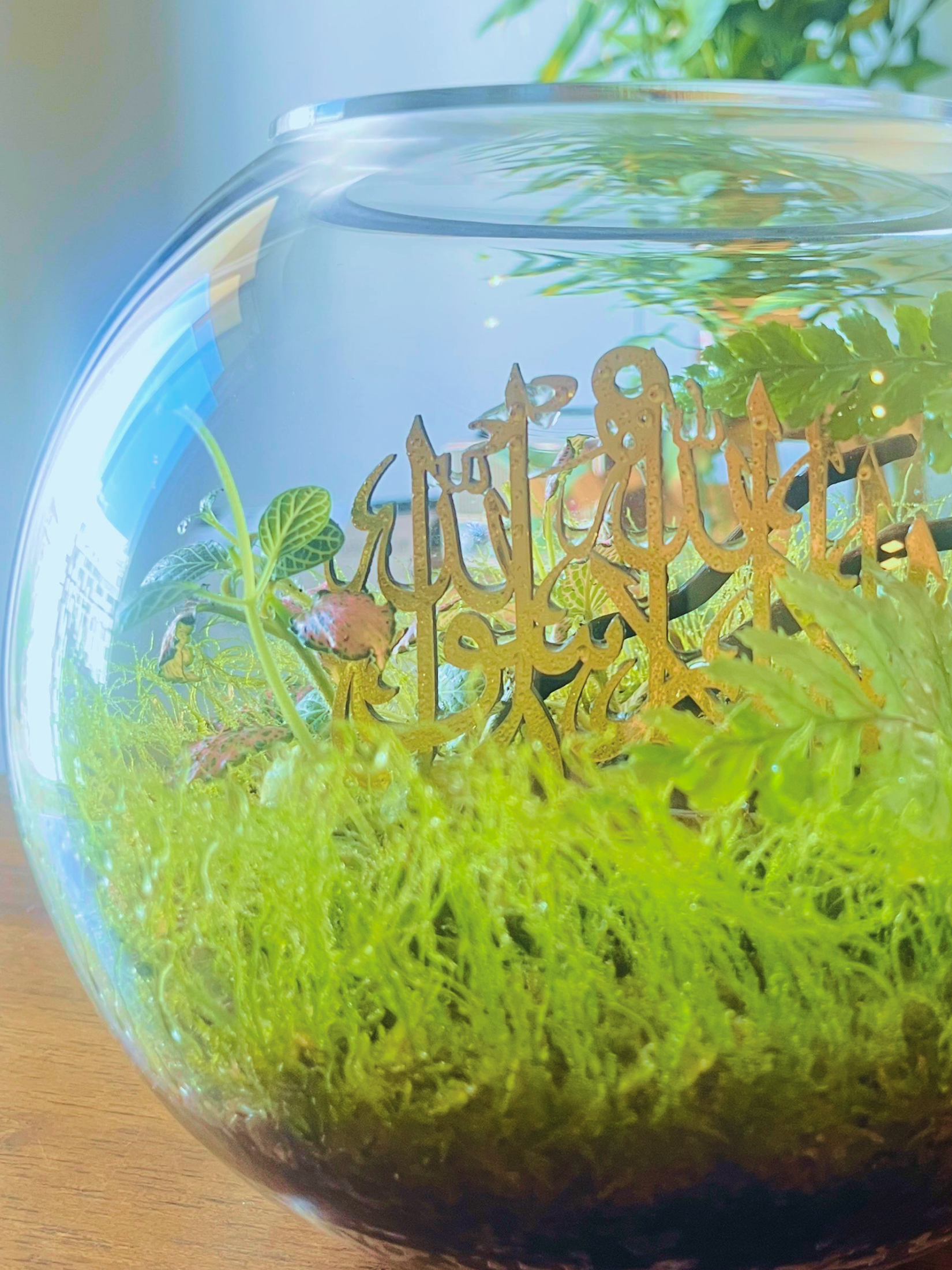 Luxury Islamic plant terrarium centerpiece handmade by trusted Dubai terrarium partners
