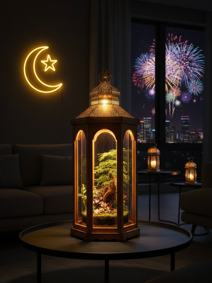 Noor Al Qamar Lantern Terrarium luxury Ramadan Eid gift by Lilli Plants Dubai