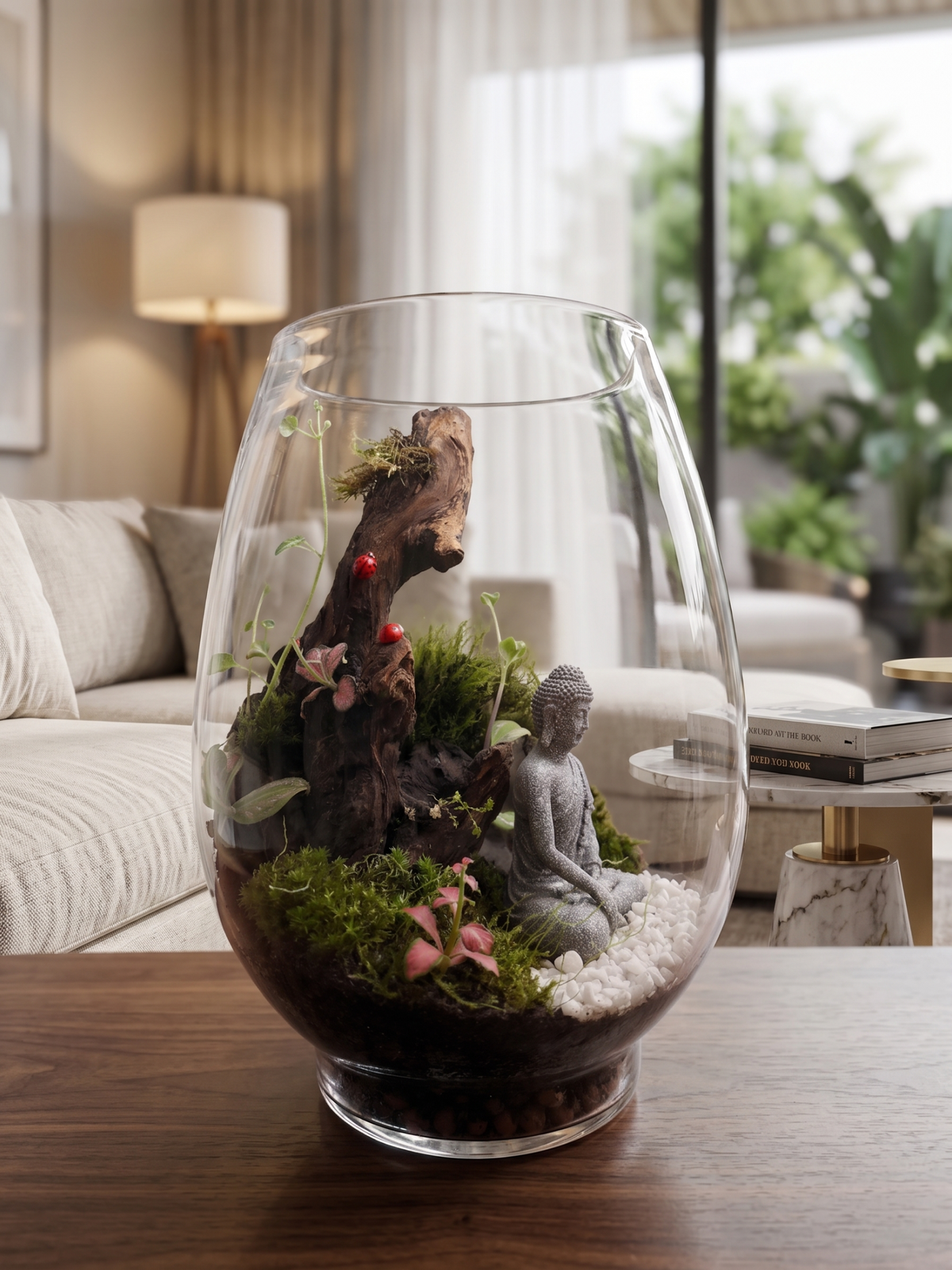 The Bodhi Vessel miniature Zen ecosystem in glass vessel by Lilli Plants Dubai