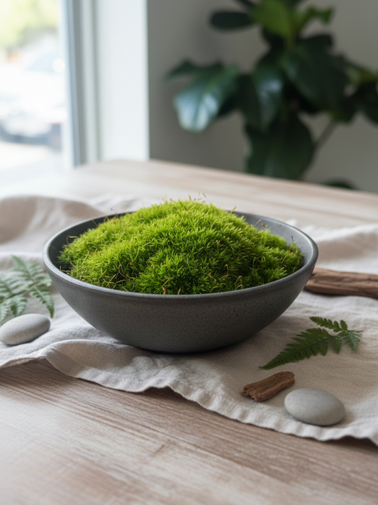 Premium terrarium cushion moss UAE – soft, natural mound moss prepared by hand in Dubai.
