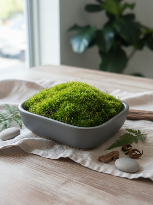 Premium cushion moss imported from the Netherlands for terrariums – fresh and hand-prepared by Lilli Plants Dubai.