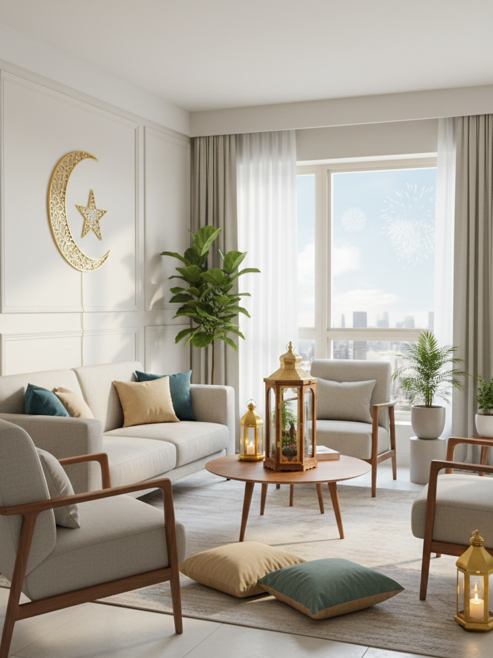 Premium Eid lantern terrarium sustainable gift golden Arabic style container