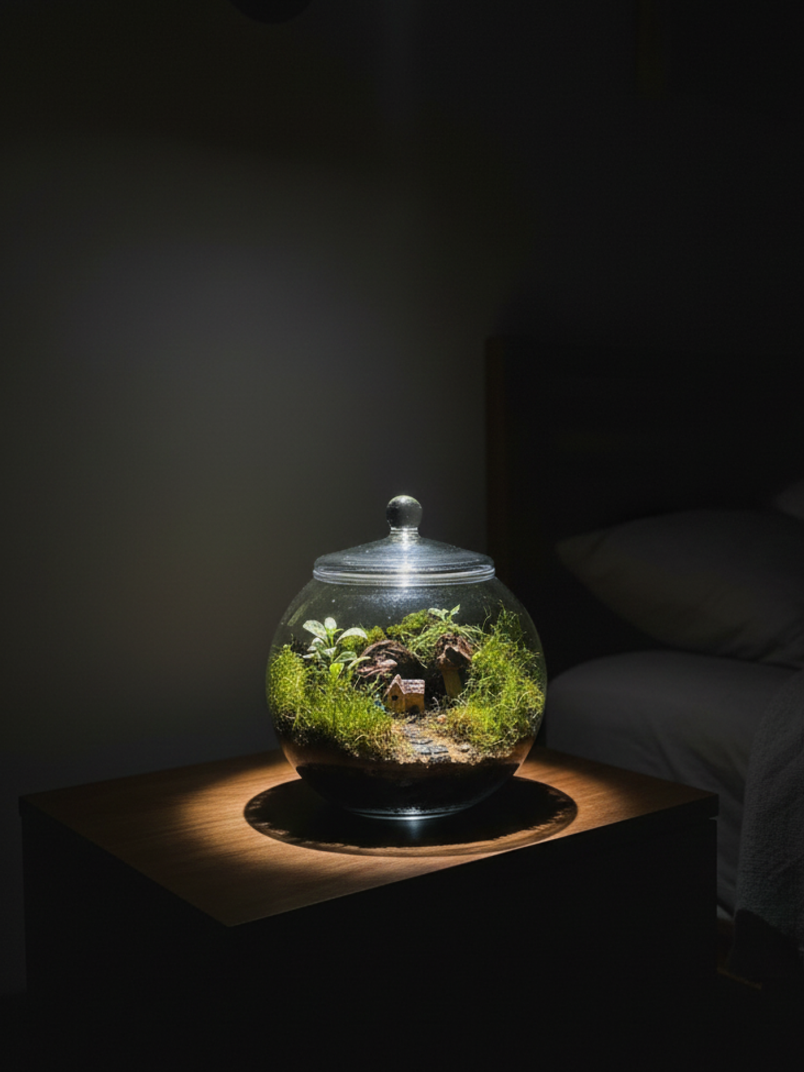 The Little Moss Home terrarium by Lilli Plants Dubai featuring natural moss, fittonia, and a miniature home