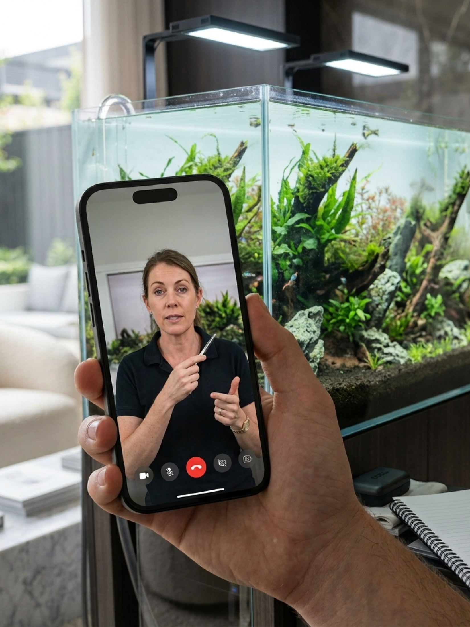 Express virtual aquarium consultation service helping troubleshoot aquarium problems like algae, fish health, and unstable water conditions remotely.