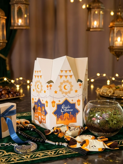 Eid Iftar gift hamper with mini terrarium and Date Crown premium dates