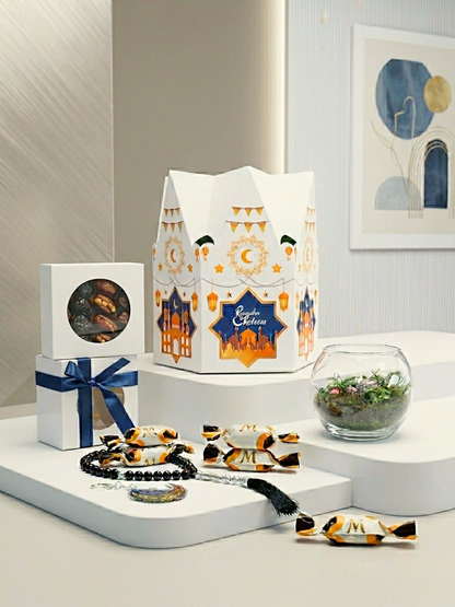 Barakah Bloom Luxury Eid Gift Hamper with mini terrarium, dates and tasbih in Dubai