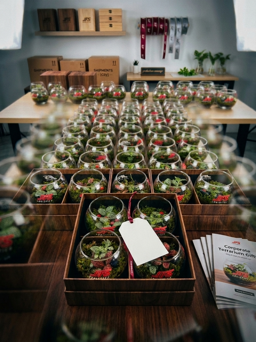 Corporate gifting arrangements by Lilli Plants Dubai featuring premium terrarium gifts