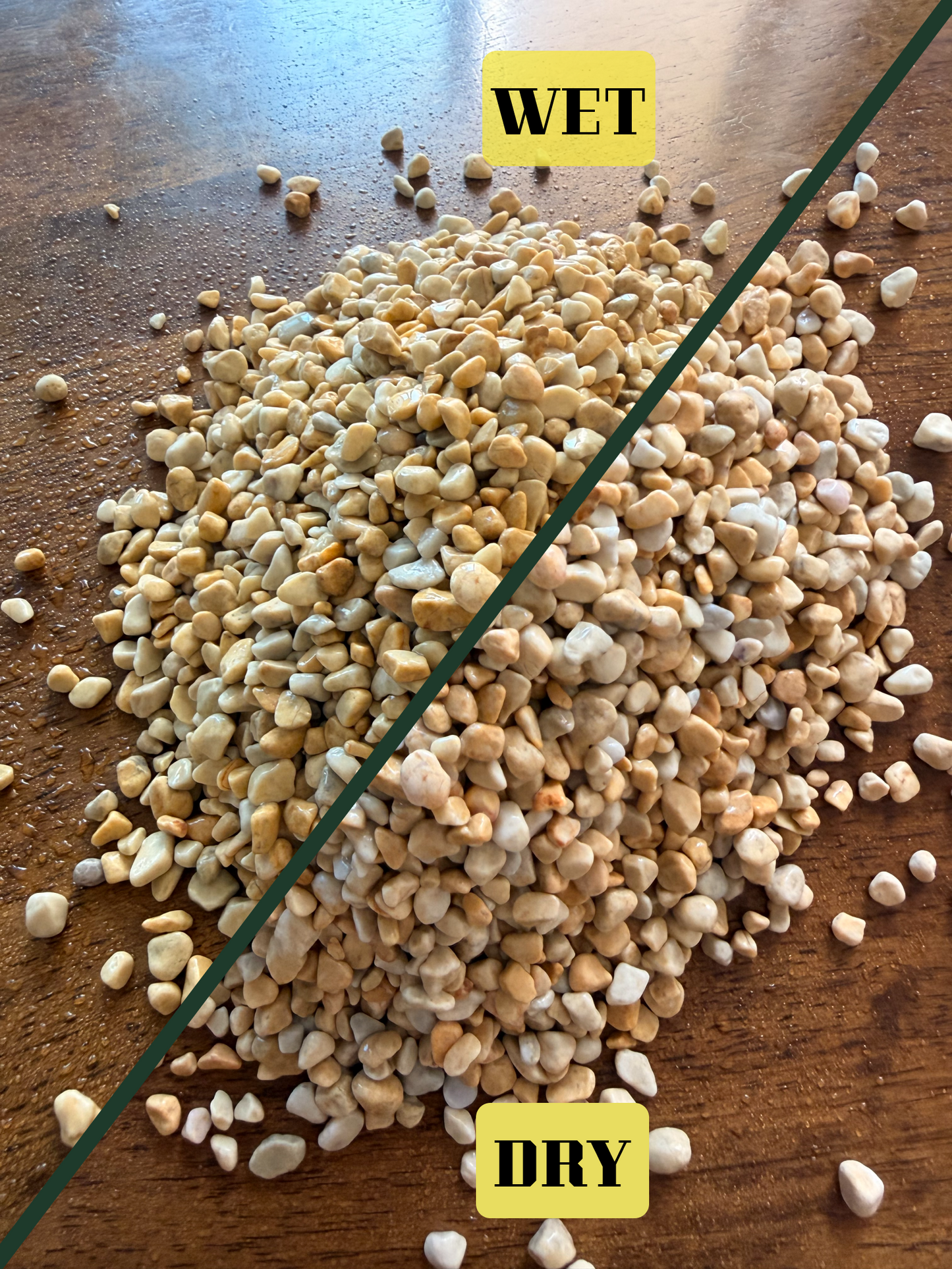 Decorative drainage pebbles in cream yellow, ideal for terrariums, aquascaping, and indoor plant arrangements