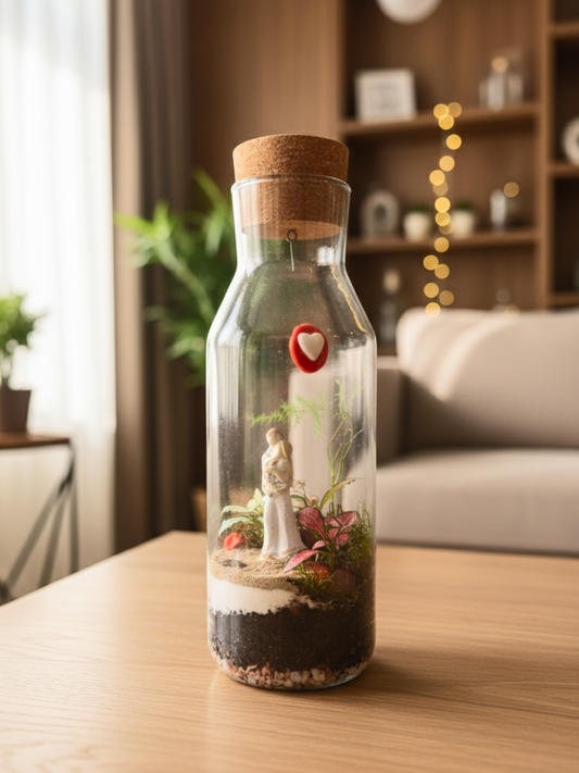Eternal Embrace Love Terrarium by Lilli Plants Dubai with romantic couple figurine