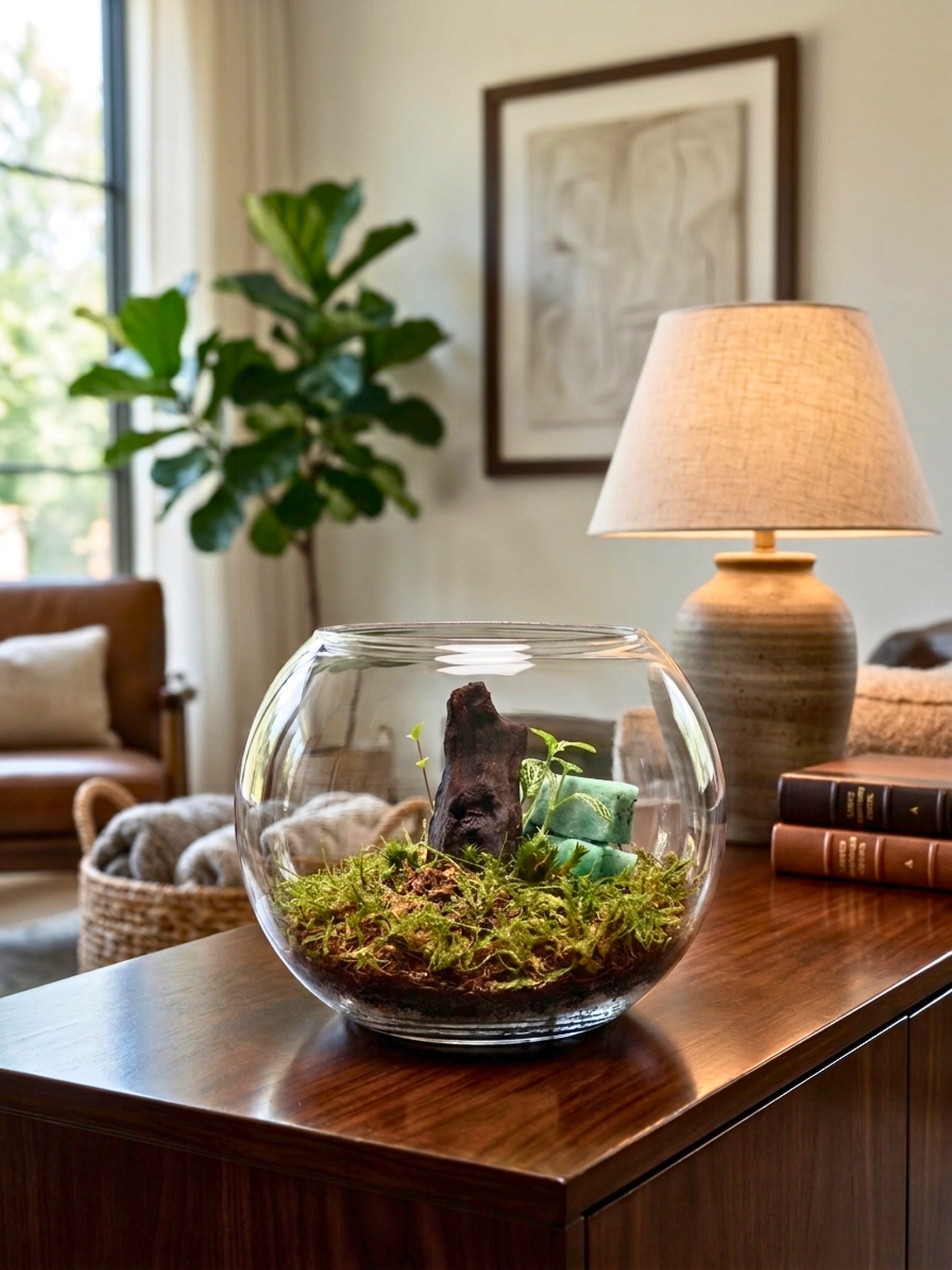 Luxury glass bowl terrarium by Lilli Plants ideal for corporate gifting and sustainable gifts in Dubai