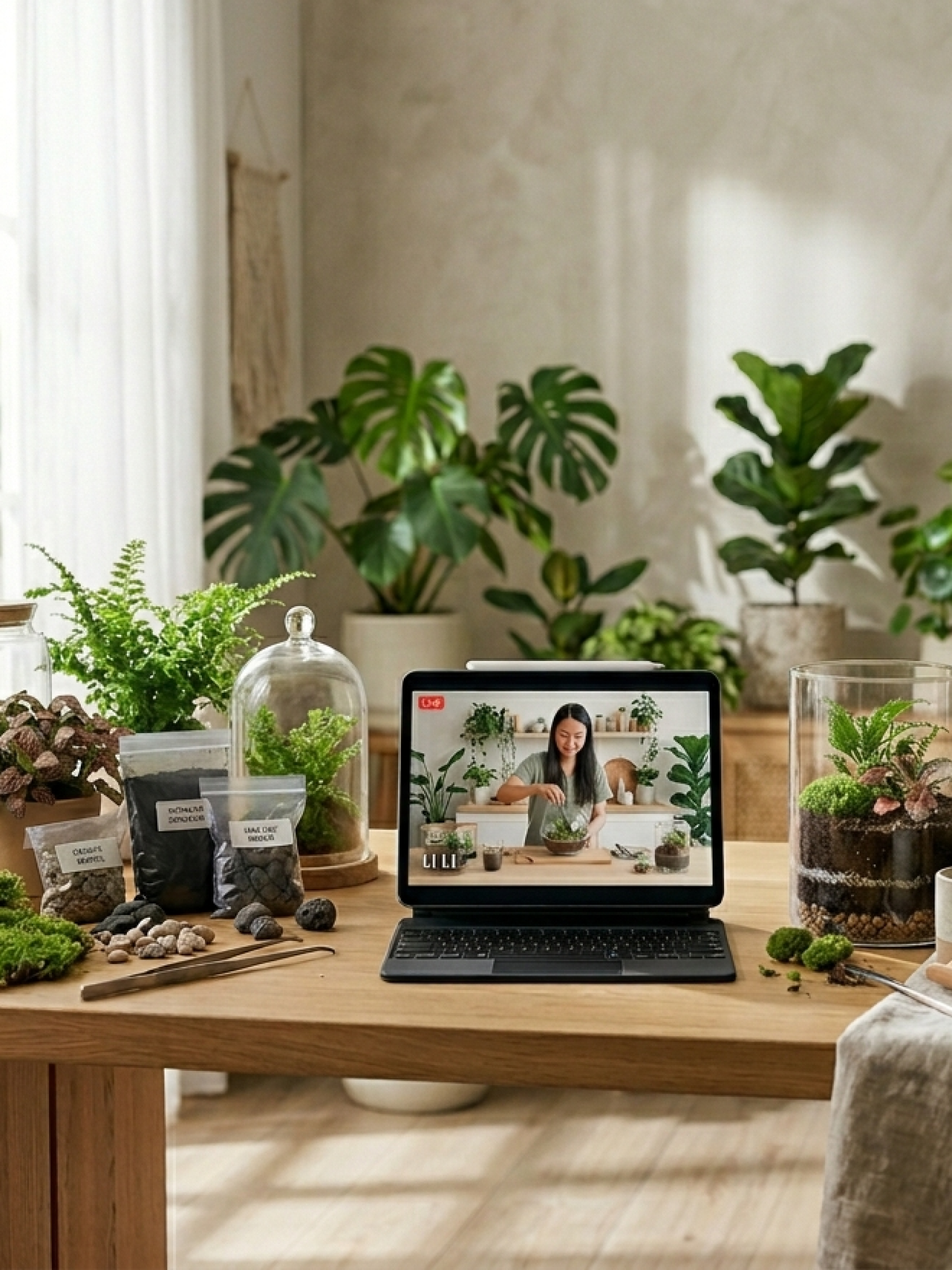 Home Terrarium Experience by Lilli Plants featuring a live online workshop for plant lovers and beginners around the world.