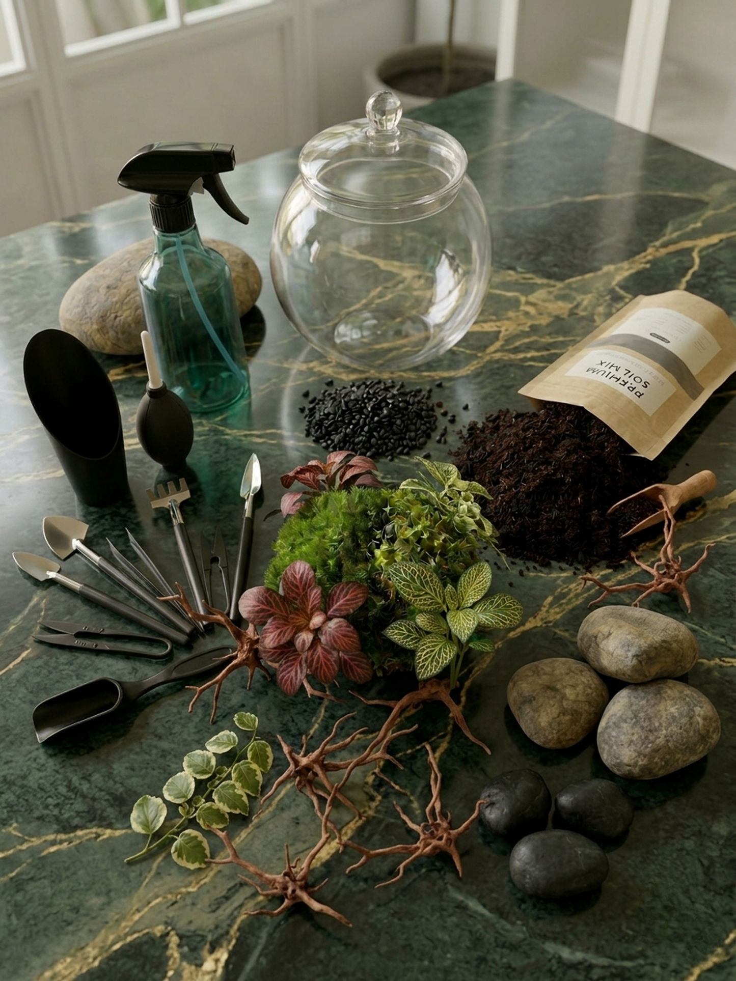 Premium indoor DIY terrarium kit by Lilli Plants with all materials included