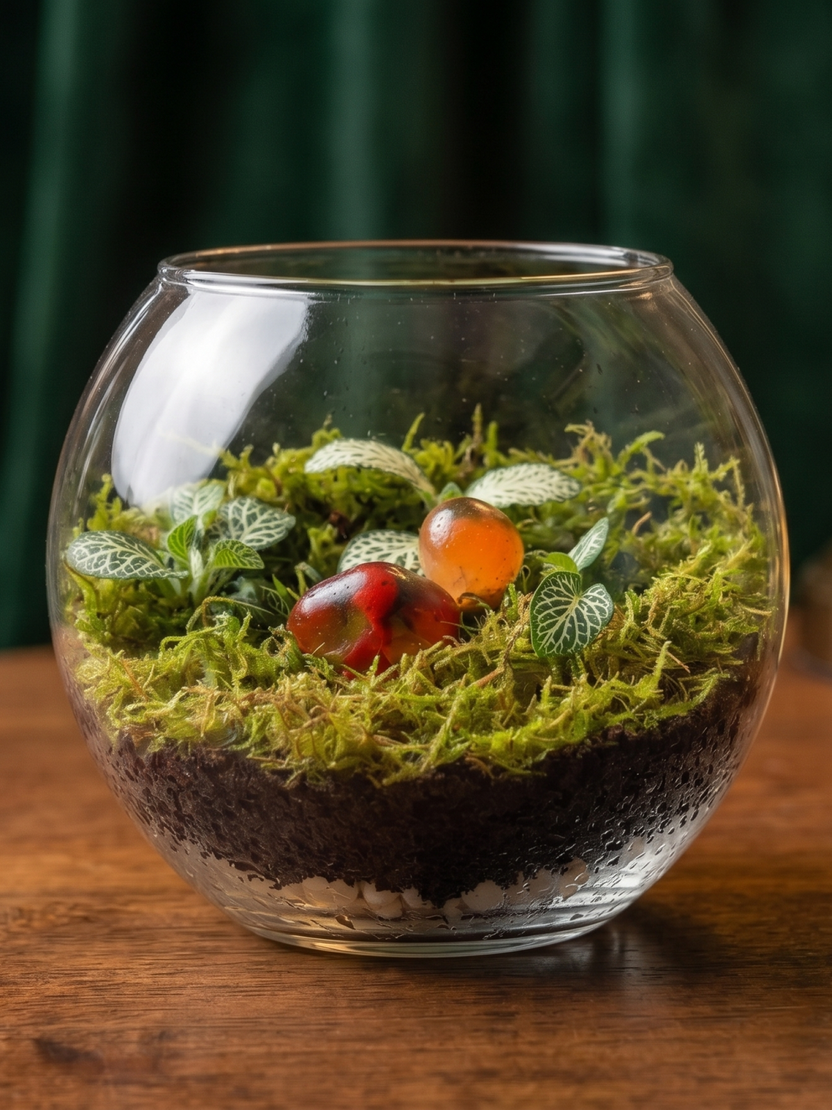unique mini bowl terrarium featuring polished agate stones- Lilli Plants UAE. Best terrarium makers