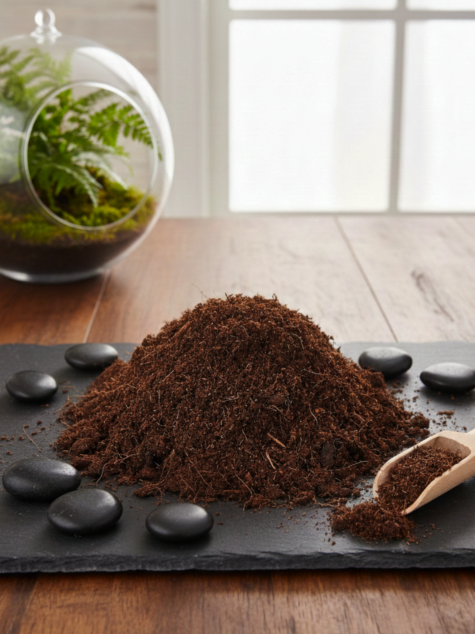 Lightweight refined soil mix for glass terrariums, paludariums and jar gardens